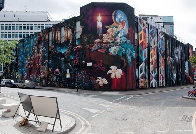 Connectivity Matters graffiti mural on King John Court, Shoreditch