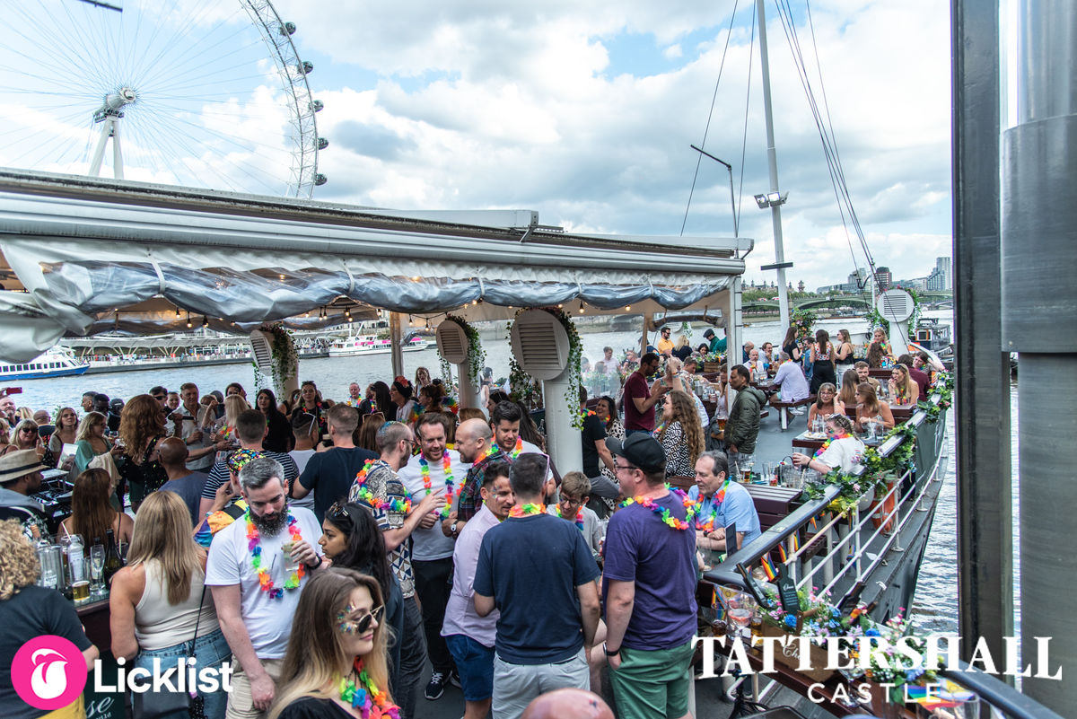 City-goers on a boat having a party