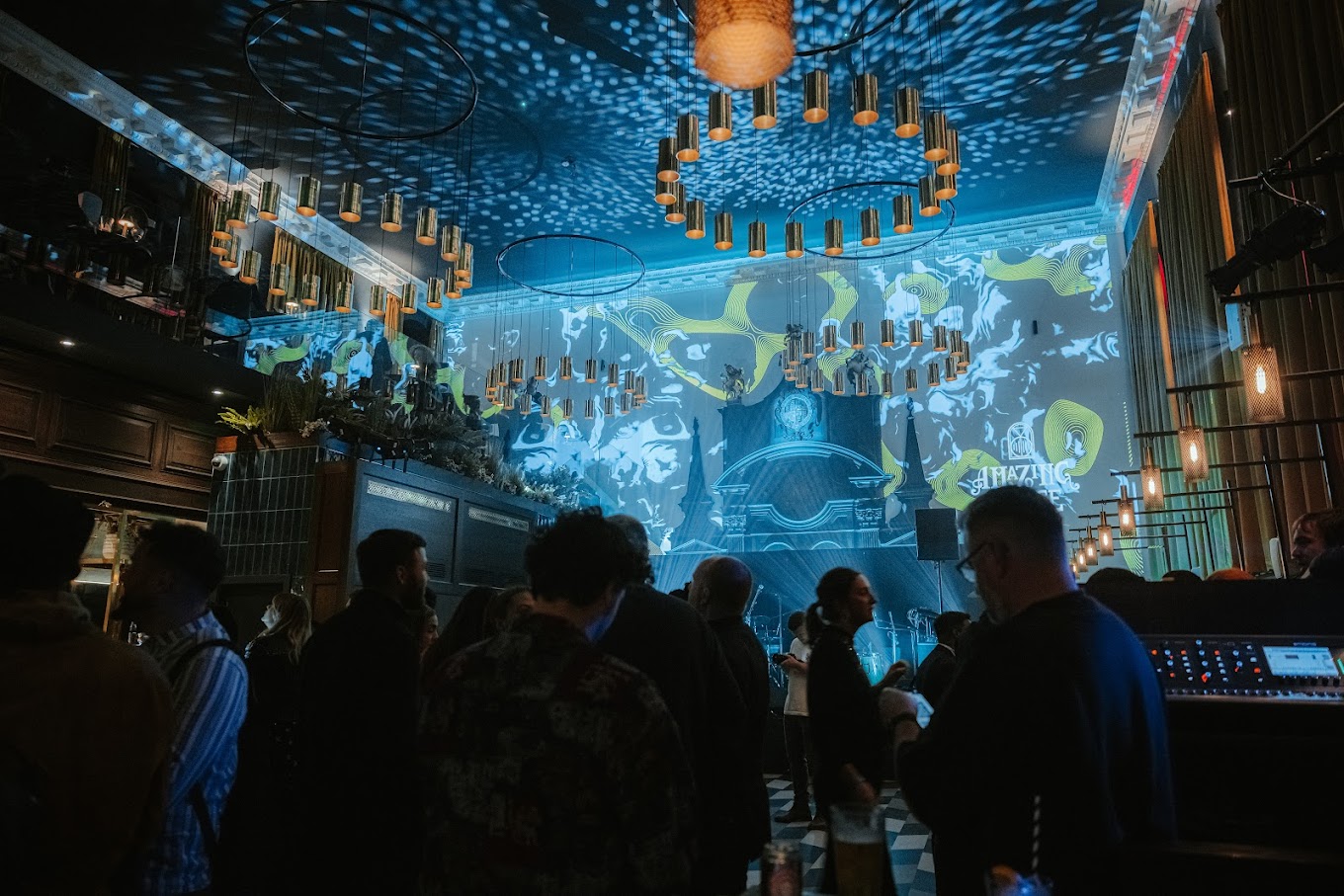 Interior shot of Amazing Grace with partygoers inside