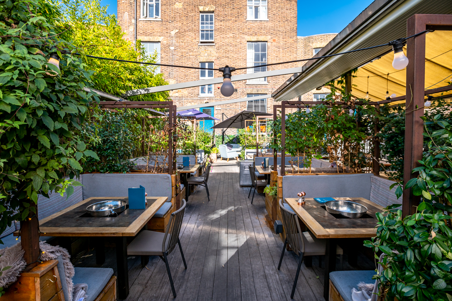 leafy beer garden at aragon house