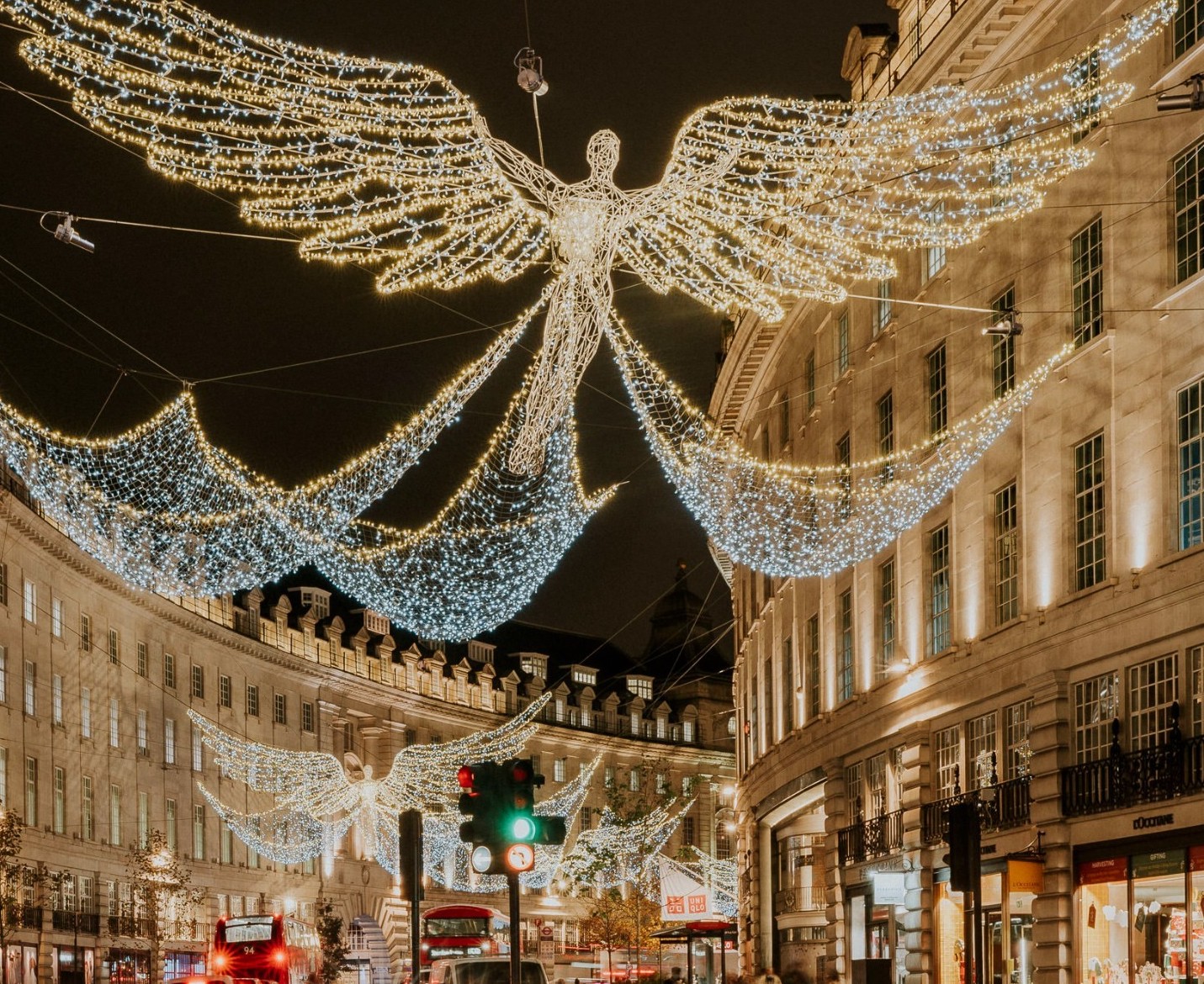 Regent Street Christmas angel lights in London